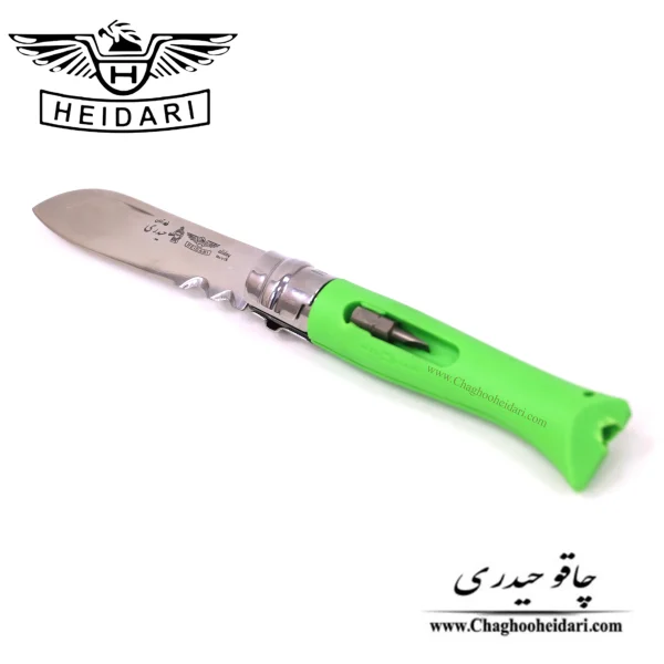 خرید فروش چاقو تاشو حیدری دسته پلاستیک تیغه فولاد آلمان اصلی سبز