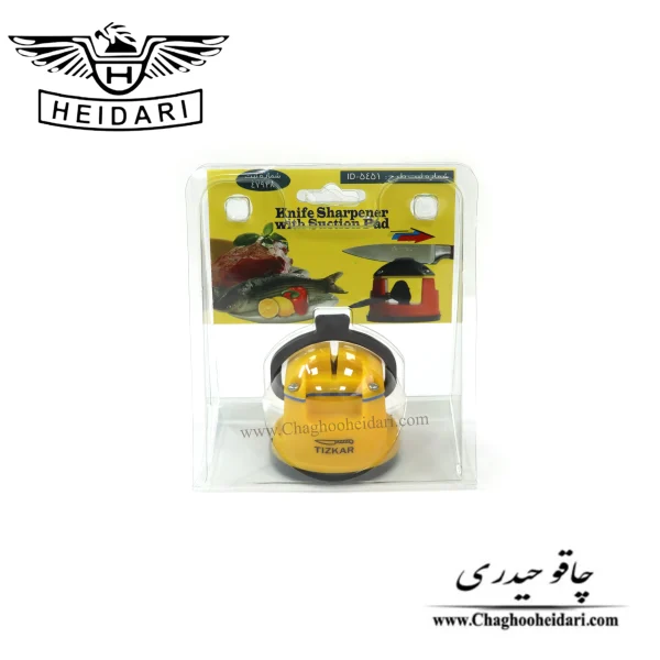 خرید فروش و قیمت چاقو تیزکن رومیزی برند تیزکار مخصوص تیز کردن انواع چاقو و کارد آشپزخانه زرد